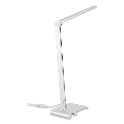 V-Light LED Desk Lamp with Dimmer, 2-Point Adjustable Neck, 15" High, Silver (VLUVSL129S)