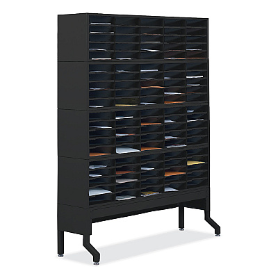 Safco E-Z Sort Satellite Mail Station Base, 57.5 x 18.25 x 14 to 19, Black (SAF7756BL)