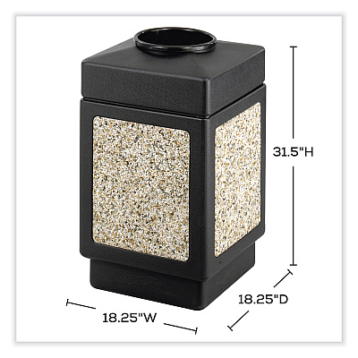 Safco Canmeleon Aggregate Panel Receptacles, Top-Open, 38 gal, Polyethylene, Black (SAF9471NC)