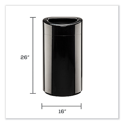 Safco Open Top Oval Waste Receptacle, 14 gal, Steel, Black (SAF9921BL)