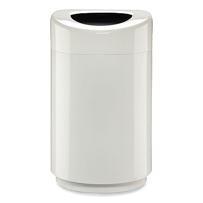 Safco Open Top Round Waste Receptacle, 30 gal, Steel, White (SAF9920WH)