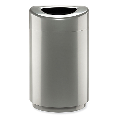 Safco Open Top Round Waste Receptacle, 30 gal, Steel, Silver (SAF9920SL)