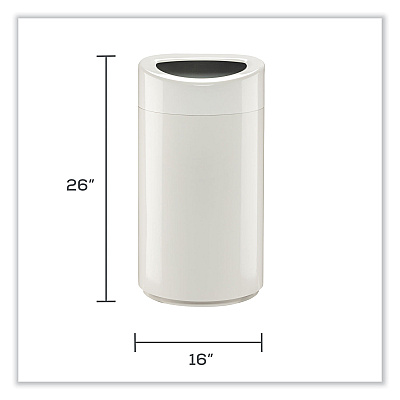 Safco Open Top Oval Waste Receptacle, 14 gal, Steel, White (SAF9921WH)