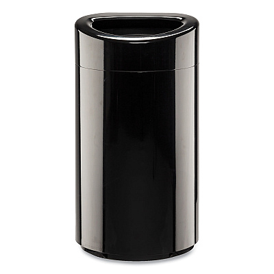 Safco Open Top Oval Waste Receptacle, 14 gal, Steel, Black (SAF9921BL)