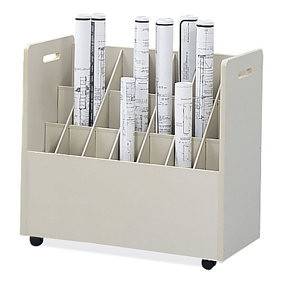 Safco Mobile Roll File, 21 Compartments, 30.25w x 15.75d x 29.25h, Tan (SAF3043)