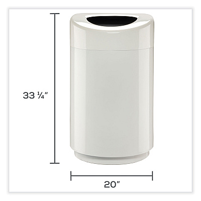Safco Open Top Round Waste Receptacle, 30 gal, Steel, White (SAF9920WH)