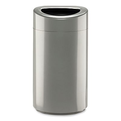 Safco Open Top Oval Waste Receptacle, 14 gal, Steel, Silver (SAF9921SL)