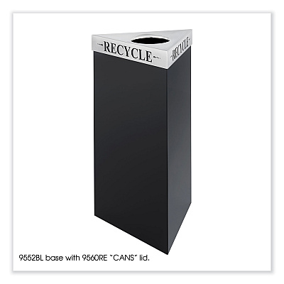 Safco Trifecta Waste Receptacle Lid. Laser Cut "RECYCLE" Inscription, 20w x 20d x 3h, Stainless Steel (SAF9560RE)