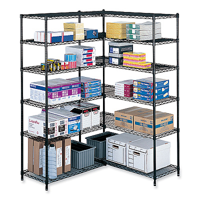 Safco Industrial Extra Shelf Pack, 36w x 24d x 1.5h, Steel, Black, 2/Pack (SAF5290BL)