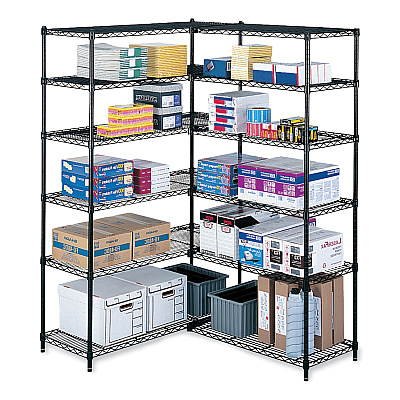 Safco Industrial Extra Shelf Pack, 36w x 18d x 1.5h Steel. Black, 2/Pack (SAF5287BL)