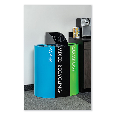 Safco Mixx Recycling Center Rectangular Receptacle, 29 gal, Steel, Green (SAF9448GN)