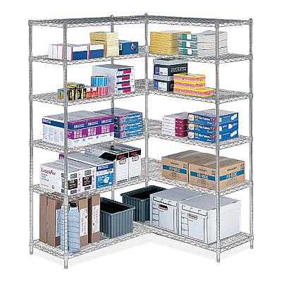 Safco Industrial Add-On Unit, Four-Shelf, 36w x 24d x 72h, Steel, Metallic Gray (SAF5289GR)