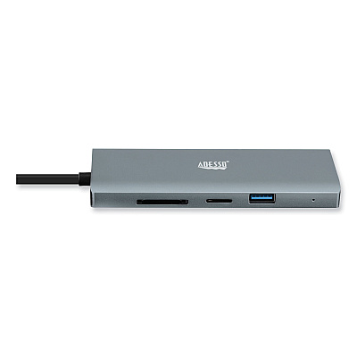 Adesso 9-in-1 USB Type-C Docking Station, 2 HDMI/3 USB C/SD and TF Slot/RJ45, Gray/Black (AUH4040)