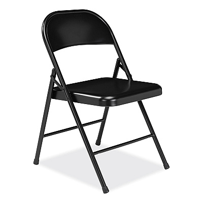 BASICS by NPS 900 Series All-Steel Folding Chair, Supports Up to 250 lb, 17.75" Seat Height, Black Seat, Black Back, Black Base, 4/Carton (NPS910)