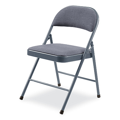 BASICS by NPS 970 Series Fabric Padded Steel Folding Chair, Supports Up to 250 lb, 17.75" Seat Height, Star Trail Blue, 4/Carton (NPS974)
