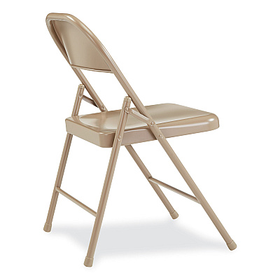 BASICS by NPS 900 Series All-Steel Folding Chair, Supports Up to 250 lb, 17.75" Seat Height, Beige Seat, Beige Back, Beige Base, 4/Carton (NPS901)
