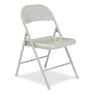BASICS by NPS 900 Series All-Steel Folding Chair, Supports Up to 250 lb, 17.75" Seat Height, Gray Seat, Gray Back, Gray Base, 4/Cartpn (NPS902)