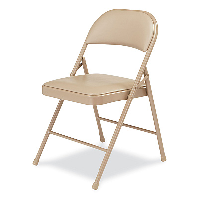 BASICS by NPS 950 Series Vinyl Padded Steel Folding Chair, Supports Up to 250 lb, 17.75" Seat Height, Beige, 4/Carton (NPS951)