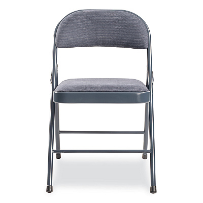 BASICS by NPS 970 Series Fabric Padded Steel Folding Chair, Supports Up to 250 lb, 17.75" Seat Height, Star Trail Blue, 4/Carton (NPS974)