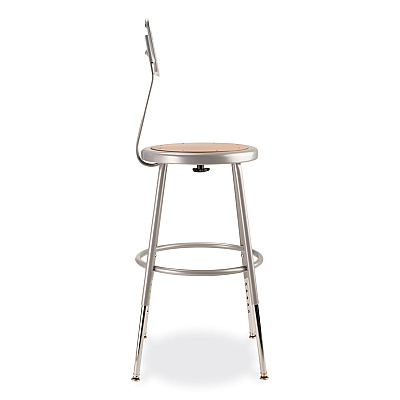 NPS 6200 Series 19" to 27" Height Adjustable Heavy Duty Stool with Backrest, Supports 500 lb, Brown Seat, Gray Back, Gray Base (NPS6218HB)
