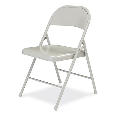BASICS by NPS 900 Series All-Steel Folding Chair, Supports Up to 250 lb, 17.75" Seat Height, Gray Seat, Gray Back, Gray Base, 4/Cartpn (NPS902)