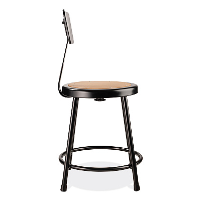 NPS 6200 Series 18" Heavy Duty Stool with Backrest, Supports Up to 500 lb, 33" Seat Height, Brown Seat, Black Back/Base (NPS6218B10)