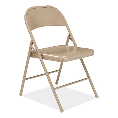 BASICS by NPS 900 Series All-Steel Folding Chair, Supports Up to 250 lb, 17.75" Seat Height, Beige Seat, Beige Back, Beige Base, 4/Carton (NPS901)