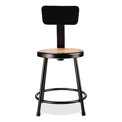NPS 6200 Series 18" Heavy Duty Stool with Backrest, Supports Up to 500 lb, 33" Seat Height, Brown Seat, Black Back/Base (NPS6218B10)