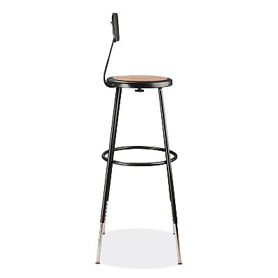 NPS 6200 Series 32"-39" Height Adjustable Heavy Duty Stool With Backrest, Supports Up to 500 lb, Brown Seat, Black Base (NPS6230HB10)