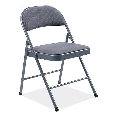 BASICS by NPS 970 Series Fabric Padded Steel Folding Chair, Supports Up to 250 lb, 17.75" Seat Height, Star Trail Blue, 4/Carton (NPS974)