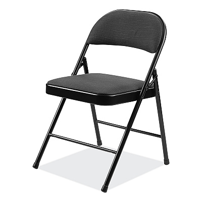BASICS by NPS 970 Series Fabric Padded Steel Folding Chair, Supports Up to 250 lb, 17.75" Seat Height, Star Trail Black, 4/Carton