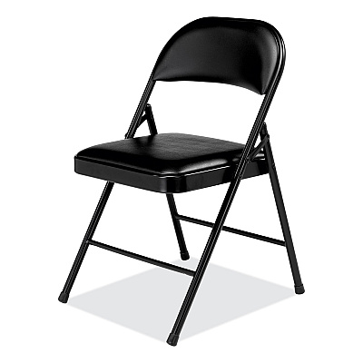 BASICS by NPS 950 Series Vinyl Padded Steel Folding Chair, Supports Up to 250 lb, 17.75" Seat Height, Black, 4/Carton