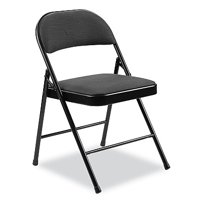 BASICS by NPS 970 Series Fabric Padded Steel Folding Chair, Supports Up to 250 lb, 17.75" Seat Height, Star Trail Black, 4/Carton