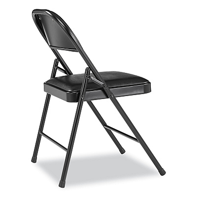 BASICS by NPS 950 Series Vinyl Padded Steel Folding Chair, Supports Up to 250 lb, 17.75" Seat Height, Black, 4/Carton