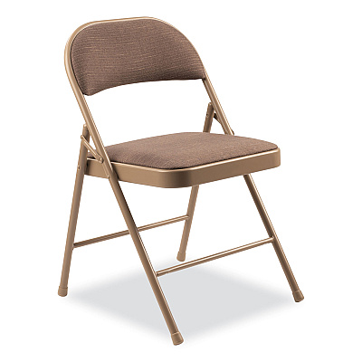 BASICS by NPS 970 Series Fabric Padded Steel Folding Chair, Supports Up to 250 lb, 17.75" Seat Height, Star Trail Brown, 4/Carton (NPS973)