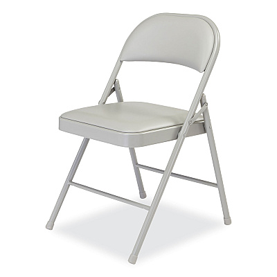 BASICS by NPS 950 Series Vinyl Padded Steel Folding Chair, Supports Up to 250 lb, 17.75" Seat Height, Gray, 4/Carton (NPS952)
