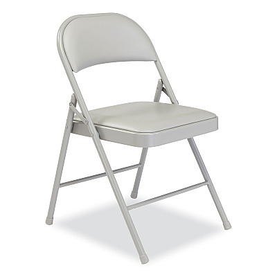 BASICS by NPS 950 Series Vinyl Padded Steel Folding Chair, Supports Up to 250 lb, 17.75" Seat Height, Gray, 4/Carton (NPS952)