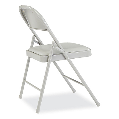 BASICS by NPS 950 Series Vinyl Padded Steel Folding Chair, Supports Up to 250 lb, 17.75" Seat Height, Gray, 4/Carton (NPS952)