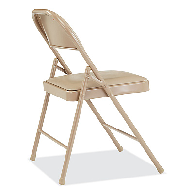 BASICS by NPS 950 Series Vinyl Padded Steel Folding Chair, Supports Up to 250 lb, 17.75" Seat Height, Beige, 4/Carton (NPS951)