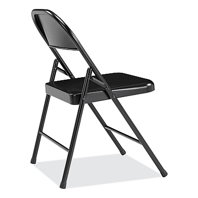 BASICS by NPS 900 Series All-Steel Folding Chair, Supports Up to 250 lb, 17.75" Seat Height, Black Seat, Black Back, Black Base, 4/Carton (NPS910)
