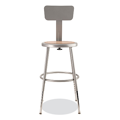 NPS 6200 Series 19" to 27" Height Adjustable Heavy Duty Stool with Backrest, Supports 500 lb, Brown Seat, Gray Back, Gray Base (NPS6218HB)