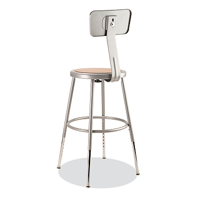 NPS 6200 Series 19" to 27" Height Adjustable Heavy Duty Stool with Backrest, Supports 500 lb, Brown Seat, Gray Back, Gray Base (NPS6218HB)