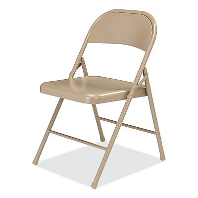 BASICS by NPS 900 Series All-Steel Folding Chair, Supports Up to 250 lb, 17.75" Seat Height, Beige Seat, Beige Back, Beige Base, 4/Carton (NPS901)