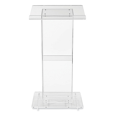 Oklahoma Sound Clear Acrylic Lectern with Shelf, 24 x 15 x 46, Clear (NPS401S)