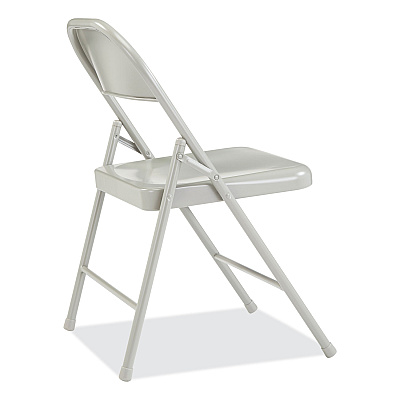 BASICS by NPS 900 Series All-Steel Folding Chair, Supports Up to 250 lb, 17.75" Seat Height, Gray Seat, Gray Back, Gray Base, 4/Cartpn (NPS902)