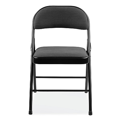 BASICS by NPS 970 Series Fabric Padded Steel Folding Chair, Supports Up to 250 lb, 17.75" Seat Height, Star Trail Black, 4/Carton