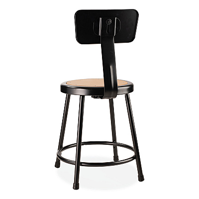 NPS 6200 Series 18" Heavy Duty Stool with Backrest, Supports Up to 500 lb, 33" Seat Height, Brown Seat, Black Back/Base (NPS6218B10)