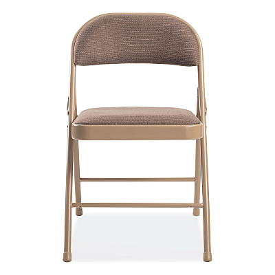 BASICS by NPS 970 Series Fabric Padded Steel Folding Chair, Supports Up to 250 lb, 17.75" Seat Height, Star Trail Brown, 4/Carton (NPS973)
