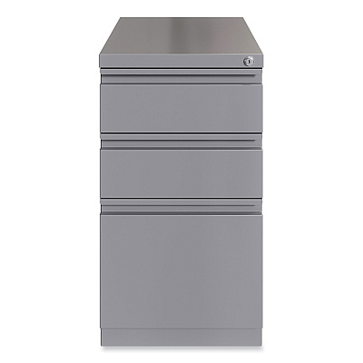 Hirsh Industries Full-Width Pull 20 Deep Mobile Pedestal File, 3-Drawer: Box/Box/File, Letter, Arctic Silver, 15 x 19.88 x 27.75 (HID24110)
