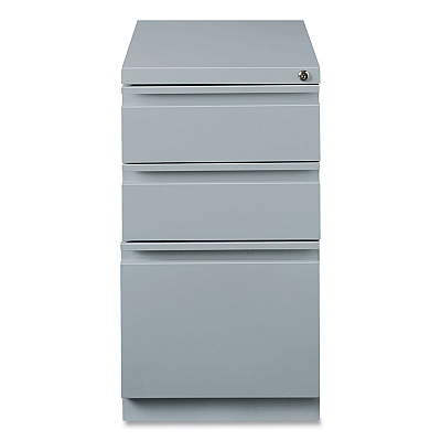 Hirsh Industries Full-Width Pull 20 Deep Mobile Pedestal File, 3-Drawer: Box/Box/File, Letter, Platinum, 15 x 19.88 x 27.75 (HID21856)